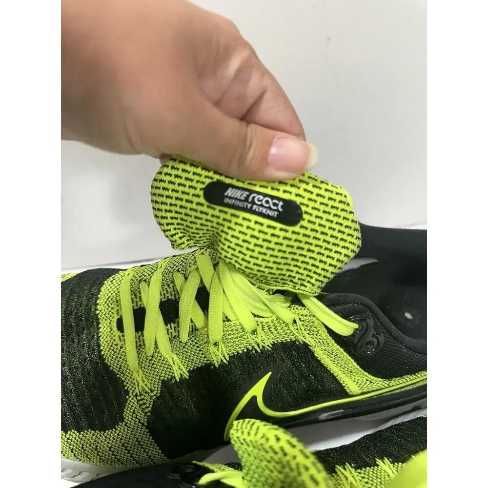 Nike Mens React Infinity Run Flyknit 2 Volt Black Running Shoes CT2357-700 Sz 14